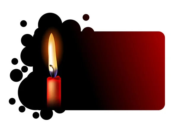 Realistic red candle on black — Stock Vector