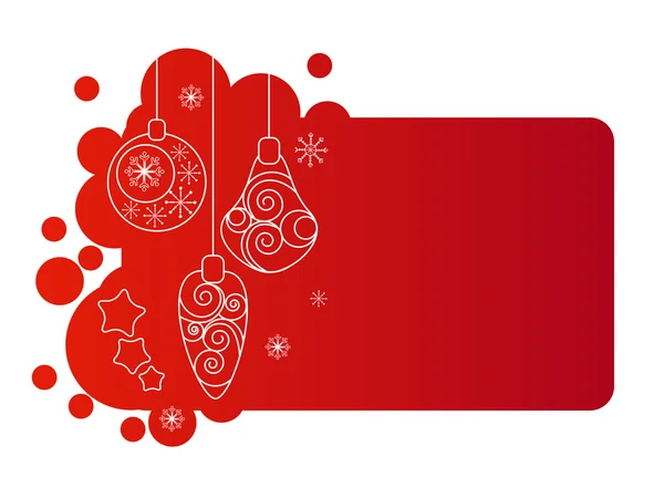 Rosso cornice di Natale con appeso palle contorno — Vettoriale Stock