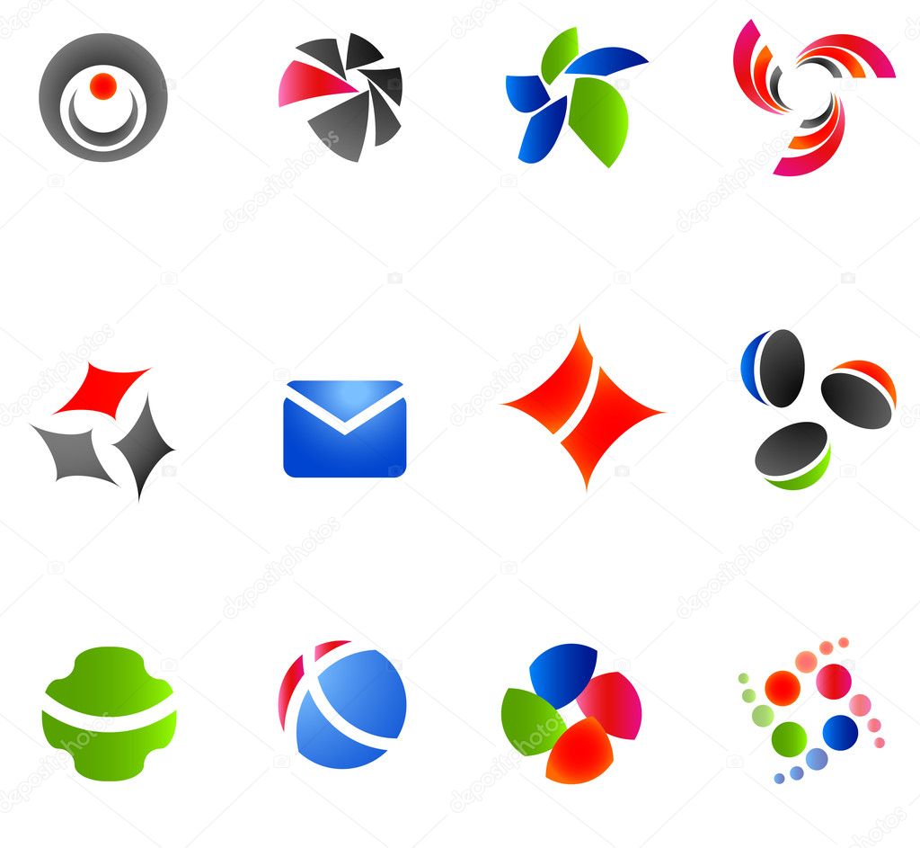 12 colorful vector symbols: (set 12)