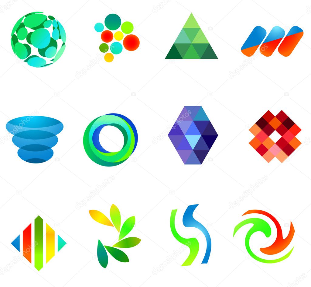 12 colorful vector symbols: (set 18)