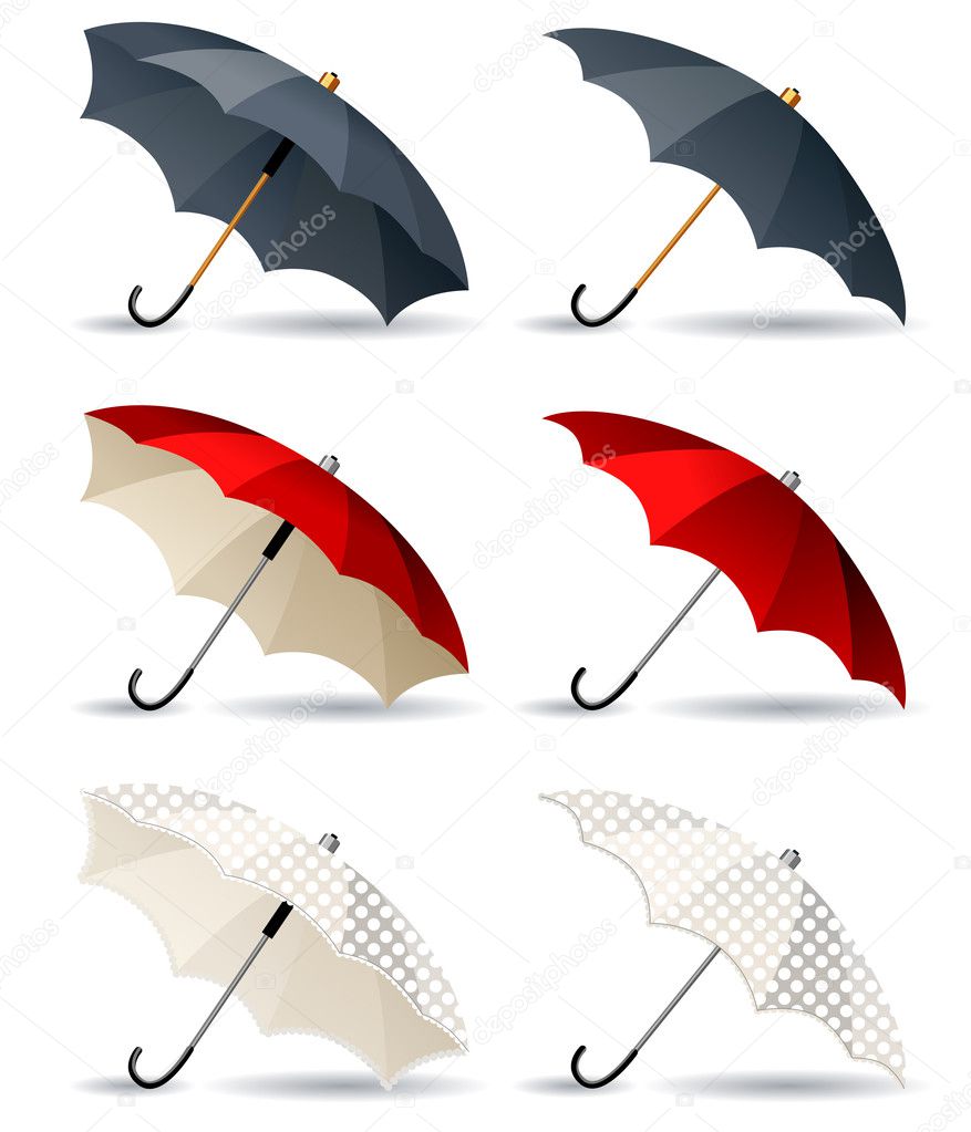 Different umbrellas isolated