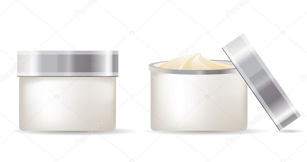 Cream containers isolated