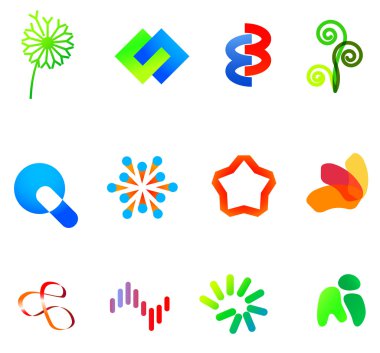 12 colorful vector symbols: (set 23) clipart