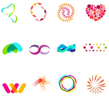 12 colorful vector symbols: (set 25)