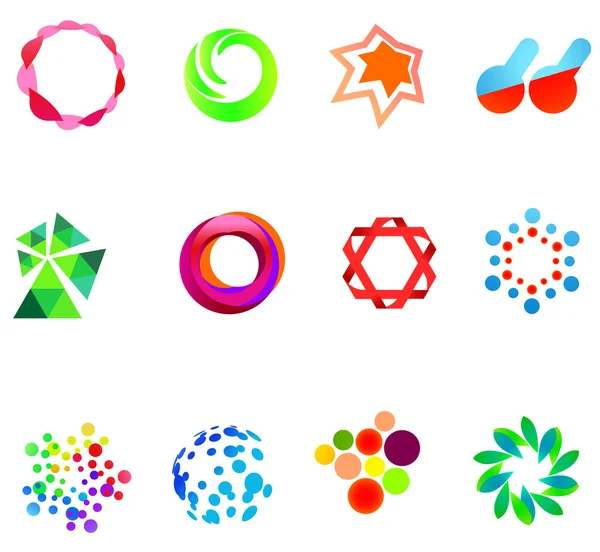 12 símbolos vectoriales de colores: (conjunto 21 ) — Vector de stock