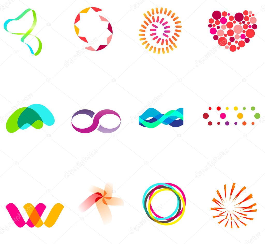 12 colorful vector symbols: (set 25)