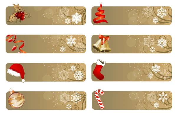 Set di diversi banner natalizi — Vettoriale Stock