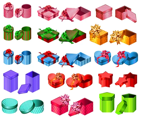 Collection of different gift boxes — Stock Vector