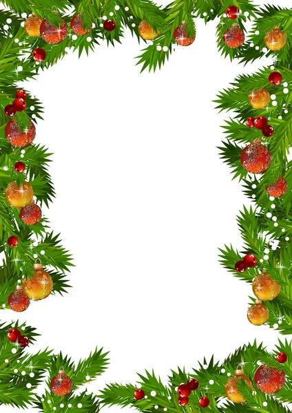 Christmas frame made of fir branches — Stock Vector