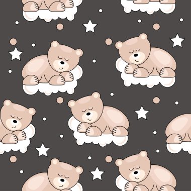 Seamless pattern with small bear clipart