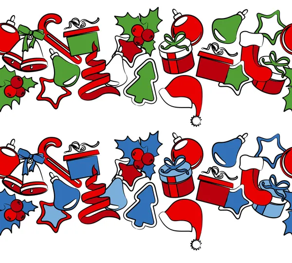 伝統的なクリスマスのシンボルとの国境 — ストックベクタ