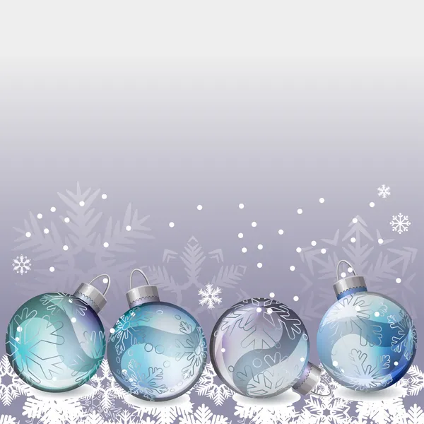 Fundo de Natal azul com bolas de vidro — Vetor de Stock