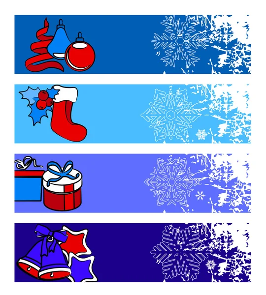Quatre bannières d'hiver horizontales — Image vectorielle