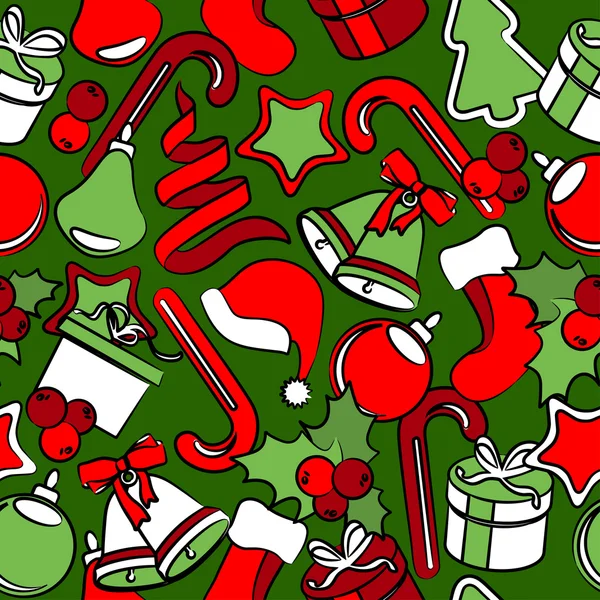 Nahtloses Muster mit Weihnachtsdekoration — Stockvektor