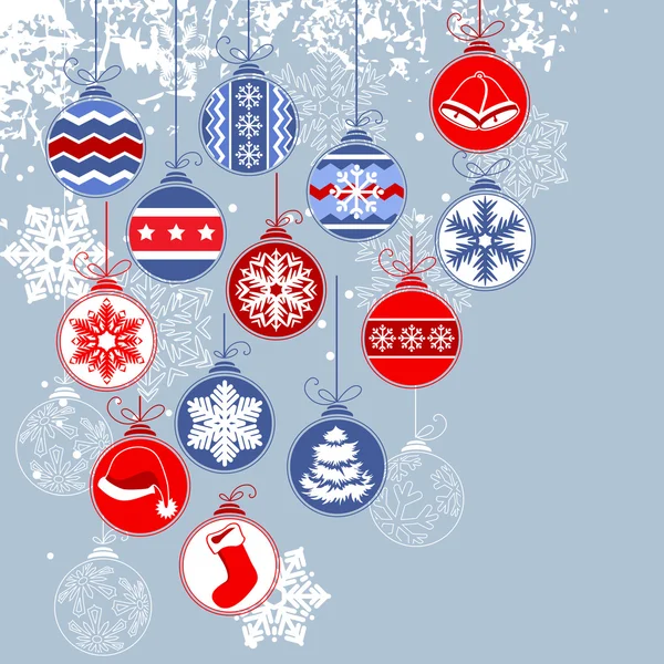Fond bleu de Noël avec des boules — Image vectorielle