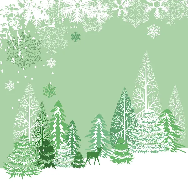 Beautiful view of winter forest — Stock Vector