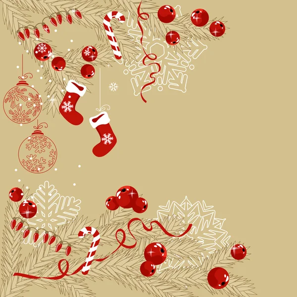 Hintergrund mit traditionellen Weihnachtssymbolen — Stockvektor