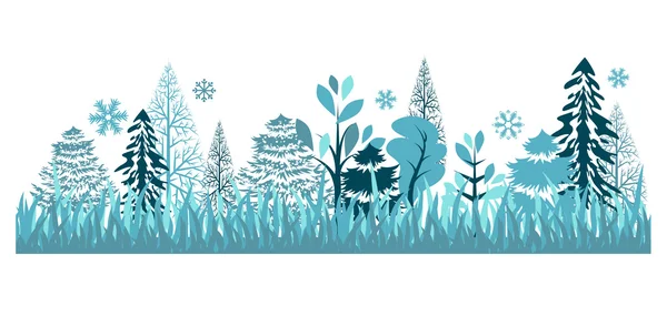 Seamless pattern with winter forest — Stock Vector
