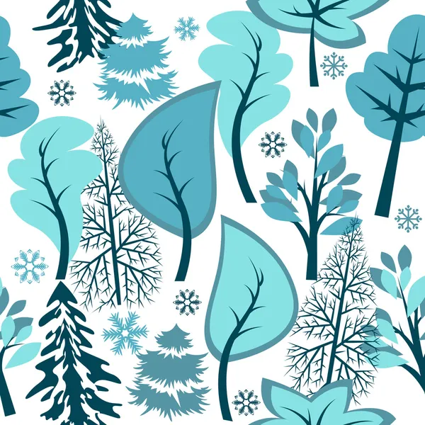 Seamless pattern with winter forest — Stock Vector