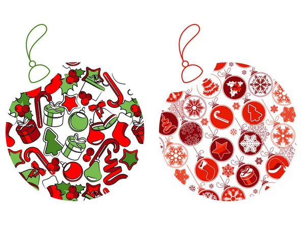 Palle di Natale fatte di simboli natalizi — Vettoriale Stock
