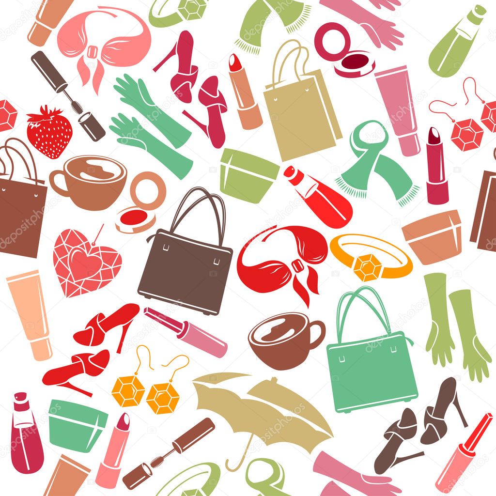 Seamless pattern with woman's things