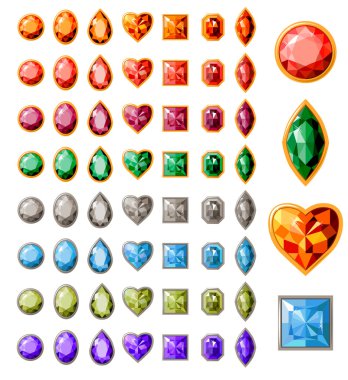 Collection of different jewels clipart