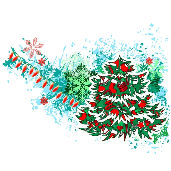 Χριστουγεννιάτικο δέντρο με στοιχεία σύγχρονα grunge — Διανυσματικό Αρχείο