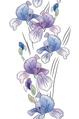 Seamless vertical border with irises