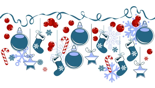 Bordure avec des symboles de Noël traditionnels — Image vectorielle