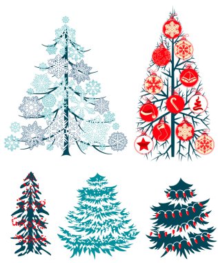 Collecton of stylized Christmas trees clipart