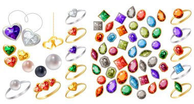 Collection of different jewels clipart