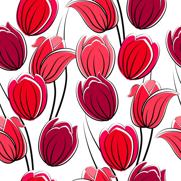 Płynny wzór z tulipanami — Wektor stockowy
