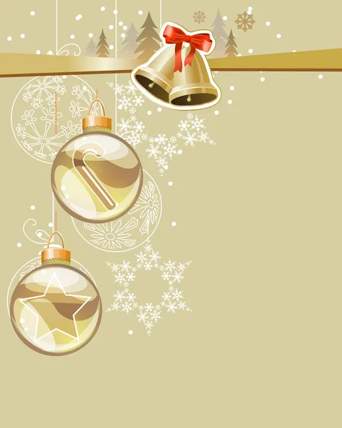 金鐘とクリスマスのグリーティング カード — ストックベクタ