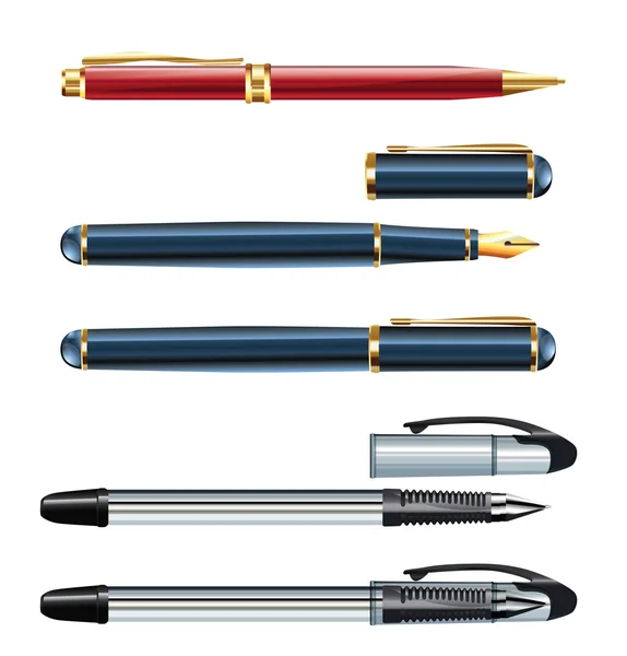 Conjunto de canetas realistas eps10 — Vetor de Stock