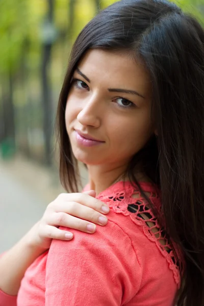 stock image Young woman in autumn park