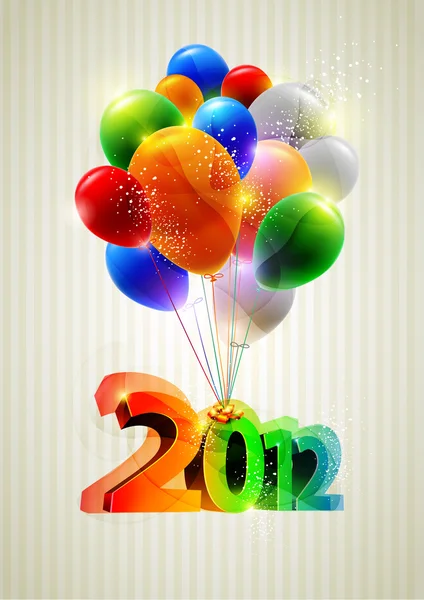 Νέο έτος και μπαλόνια. — Διανυσματικό Αρχείο