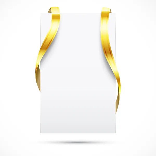 Etiqueta promocional en blanco con cinta de oro — Vector de stock