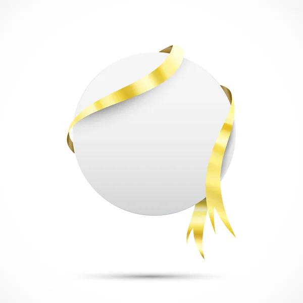 Cirkel blanco verkoop tag met gouden lint — Stockvector