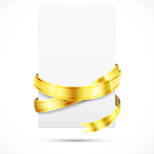Papel en blanco con cinta de oro brillante — Archivo Imágenes Vectoriales