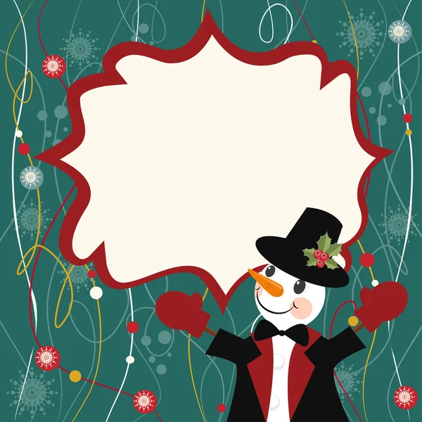 Christmas and New Years greeting card with snowman — Stock Vector