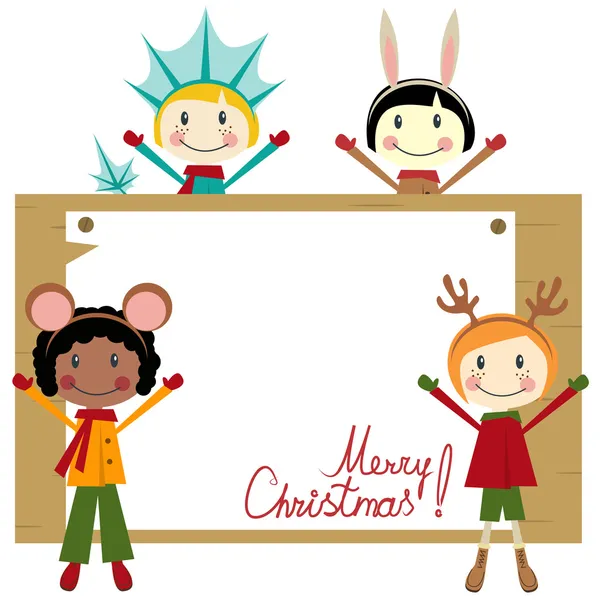 Weihnachtsfeier mit glücklichen Kindern — Stockvektor