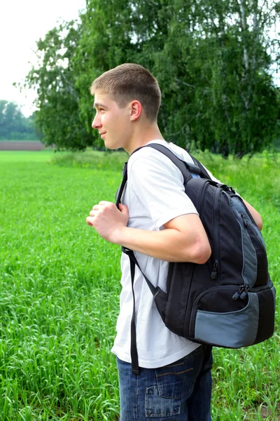 Teenager with knapsack — Stock Photo, Image