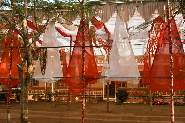 stock image Decorated wedding area near Hindu Temple