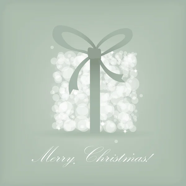 Вітальна різдвяна листівка з подарунковою коробкою зі сніжками з бантом . — стокове фото