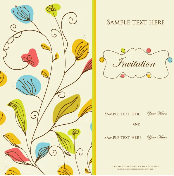 Tarjeta de invitación Vintage con patrón floral — Foto de Stock