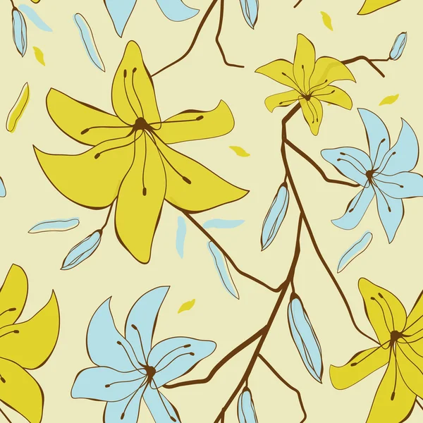 Χωρίς ραφή πρότυπο με την αφηρημένη κρίνος λουλούδια για το σχέδιό σας — Φωτογραφία Αρχείου