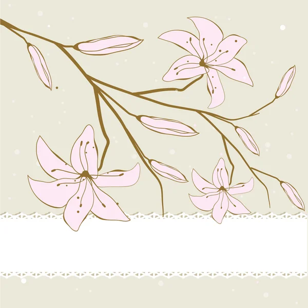 あなたの設計のための抽象的なユリの花を持つヴィンテージ カード — ストック写真