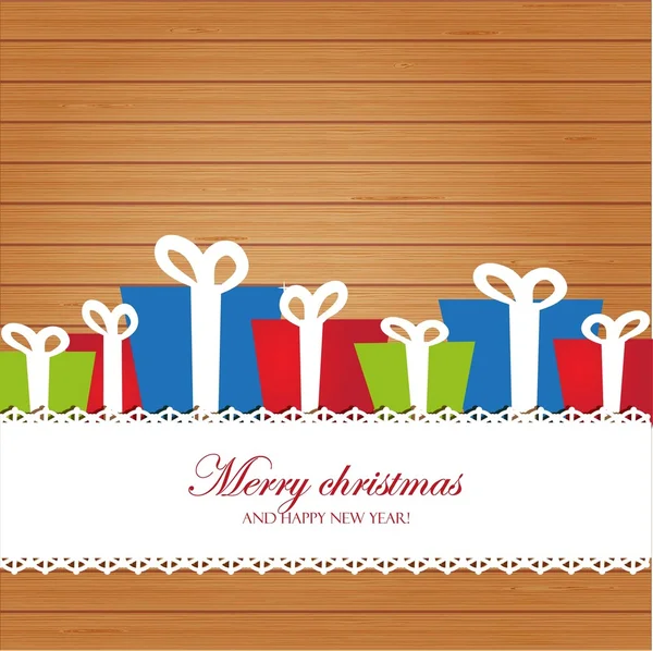 Inbjudan julkort på trä bakgrund — Stockfoto