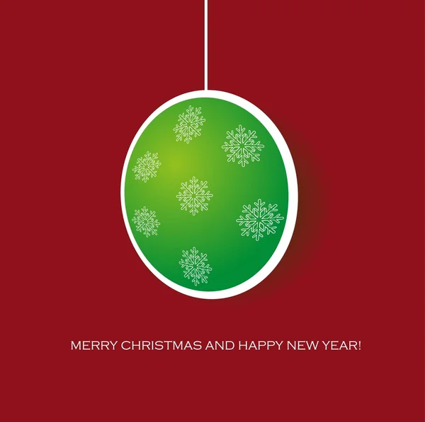 Weihnachtskarte mit Kugel, Stern und Schneeflocken — Stockfoto