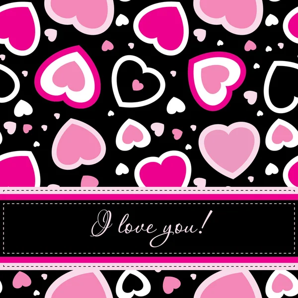 Valentines card on seamless hearts background — Zdjęcie stockowe